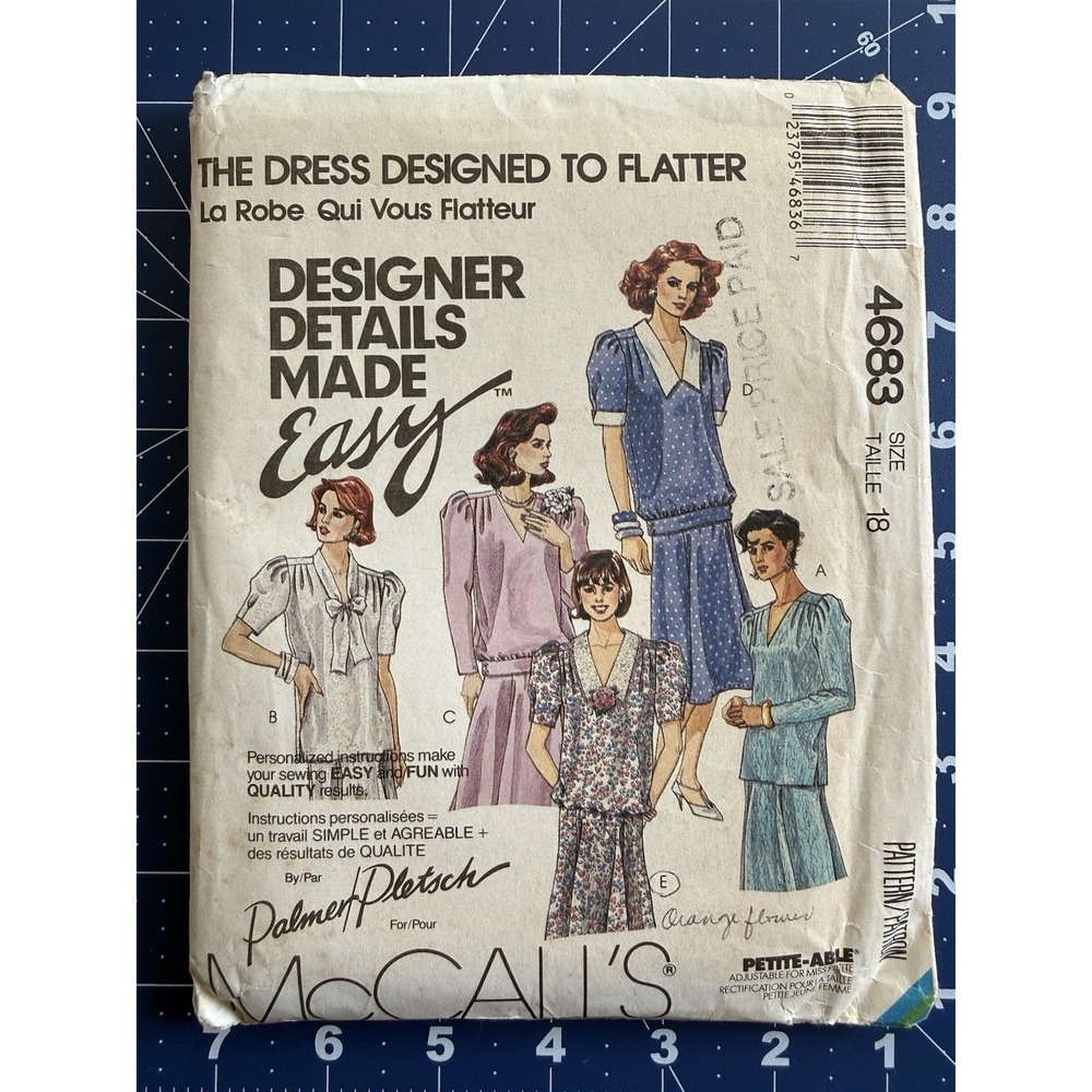 McCall's Easy Designed To Flatter Pattern 4683 Misses' 2-Piece Dress Size 18 UC